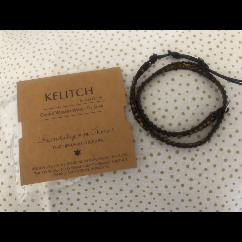 NIP Kelitch Tiger Eye Wrap Bracelet with silver color closure